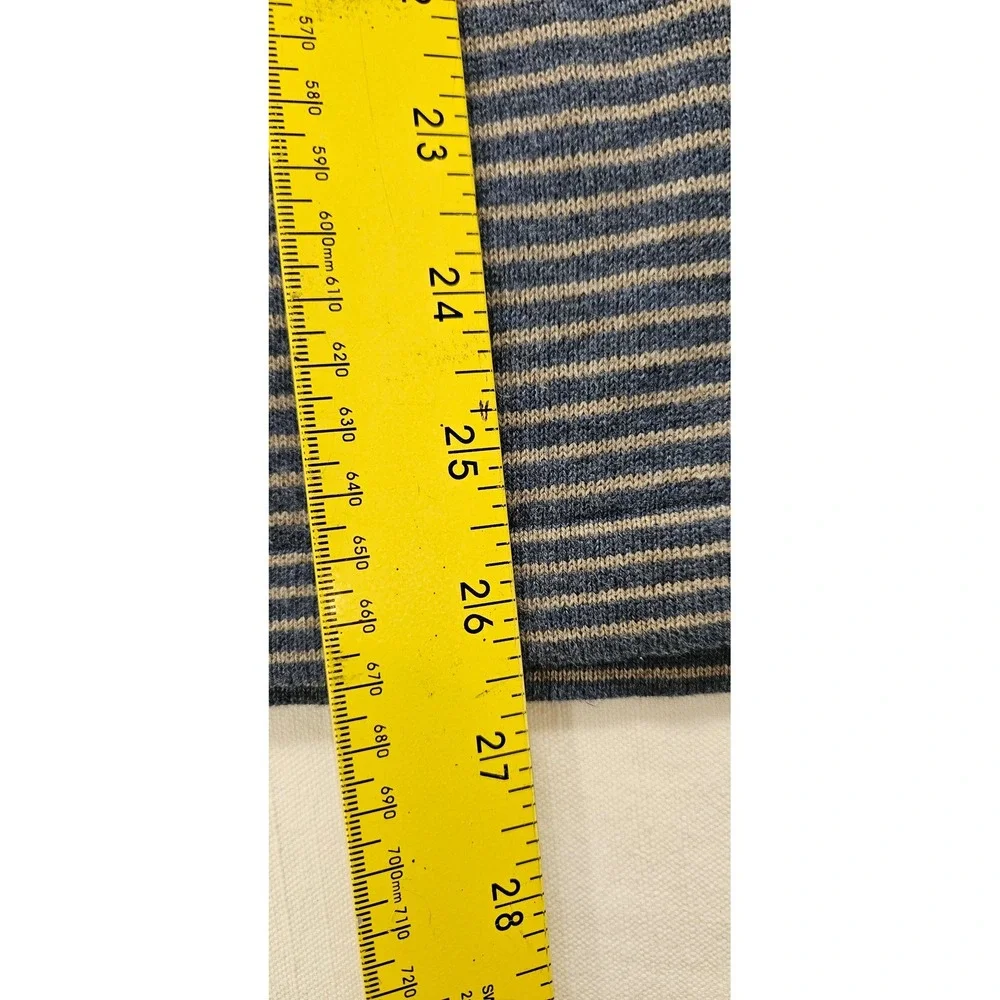 Banana Republic Mens Blue Tan Striped Cotton Wool Mock Neck Henley Sweater S